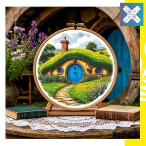 PDF &quot;Hobbitton Watercolor II&quot; Cross Stitch Pattern DMC, Pattern Keeper Compatible, Instant Download, Shire Cross Stitch, Middle Earth