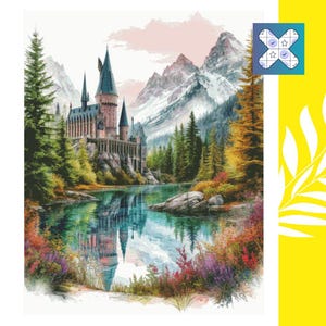 PDF &quot;Castle by the Crystal Lake&quot;  Cross Stitch Pattern DMC Instant Download Pattern Keeper Compatible WizardingWorldCraft MagicalCrossStitch