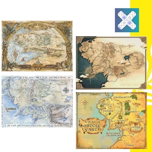 Mapas de El Señor de los Anillos 4 en formato PDF con patrones de punto de cruz, compatibles con Pattern Keeper, descarga instantánea + cuaderno de regalo "La noche estrellada de El Hobbit".