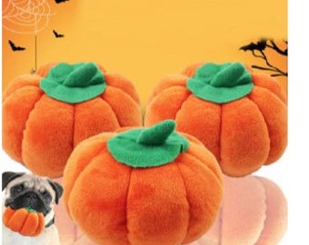 Get Two Plush Pumpkin Squeaky Dog Toys/Plush Pumpkin Dog Toy/Plush Toy/Squeaky Toy/Pet Toy/Halloween Toy/Halloween Pumpkin