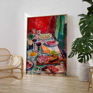Tapas Essen verbreiten druckbare Kunst | Abstraktes Gemälde | Italienisches Essen Poster | Lebendige Farbe Essen | Von Henri Matisse inspirierte Kunst