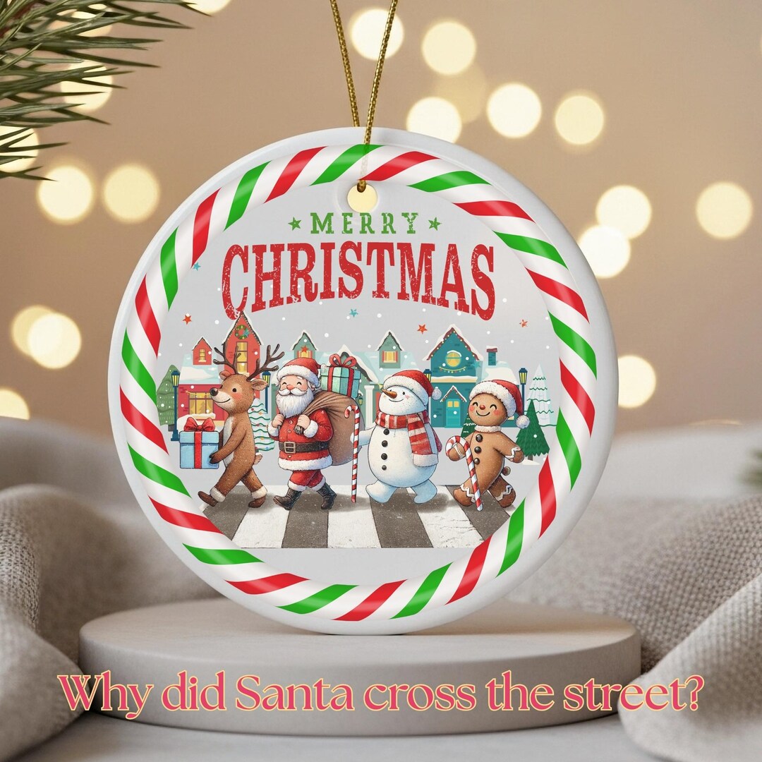 Santa, Reindeer, Snowman, Gingerbread Man Crossing the Street Christmas ...
