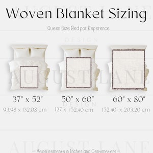 Woven Blanket Size Chart Blanket Mockup Woven Size Chart Woven Throw Blanket Size Charts Digital Download Blanket Sizing Guide Blanket Sizes