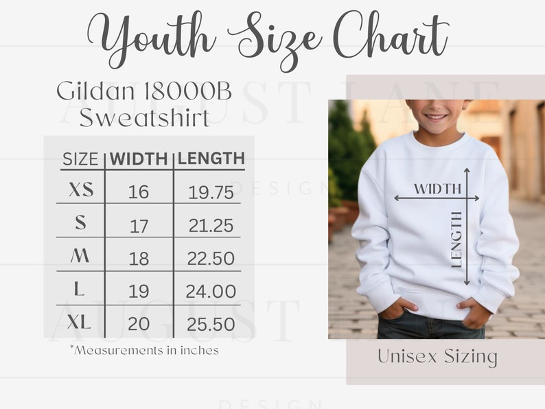 Gildan 18000B Size Chart, Gildan Youth Sweatshirt Size Chart, Gildan
