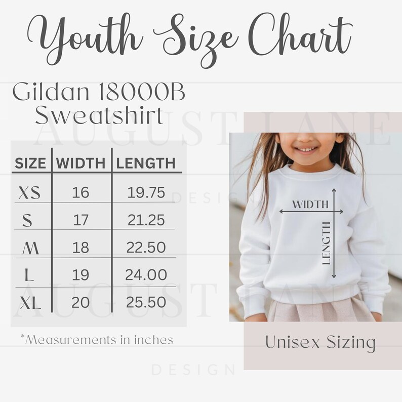 Gildan 18000B Size Chart, Gildan Youth Sweatshirt Size Chart, Gildan
