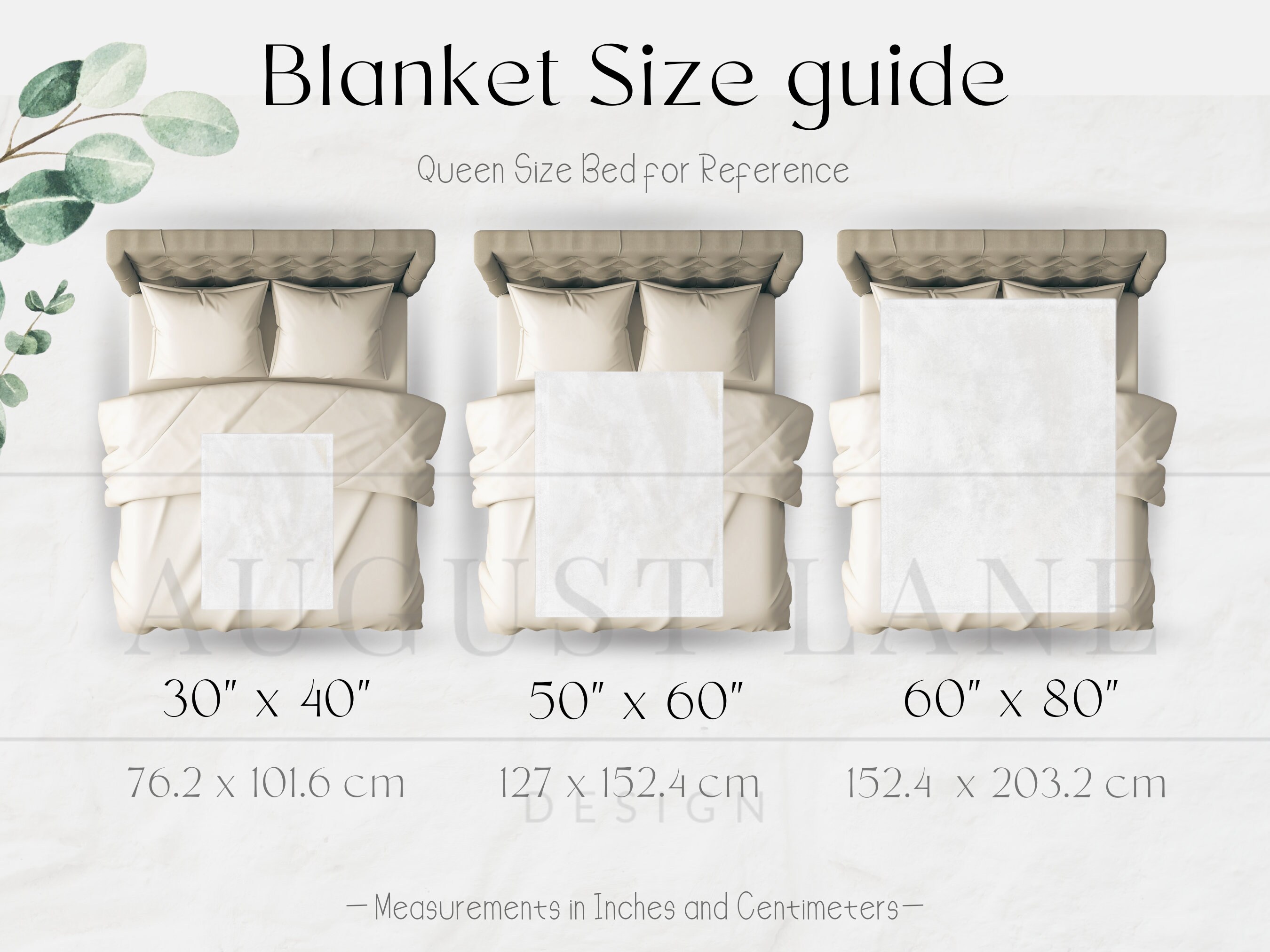 Blanket Size Chart, Blanket Mockup Size Chart, Throw Blanket Mockup ...