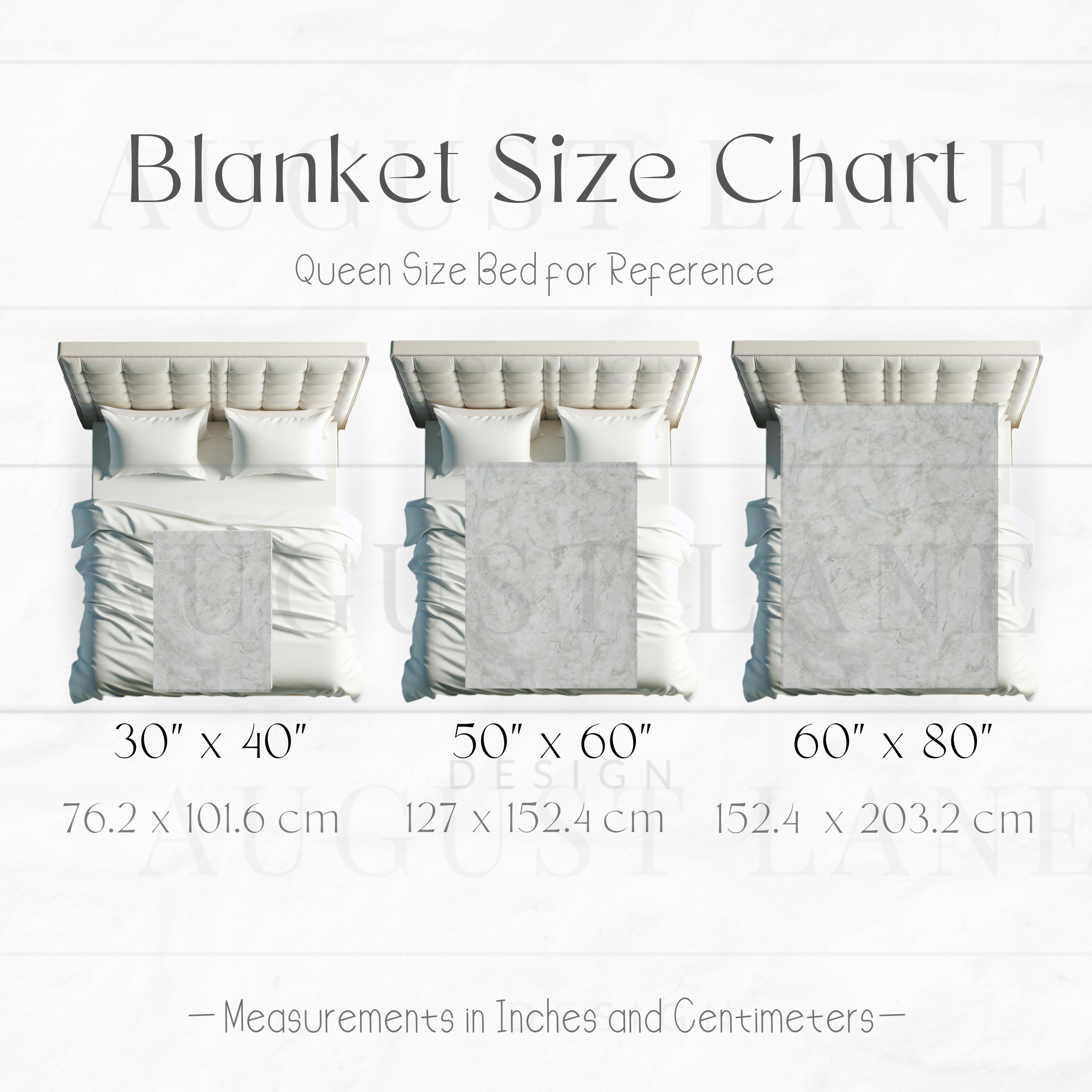 Blanket Size Chart, Blanket Mockup Size Chart, Throw Blanket Mockup