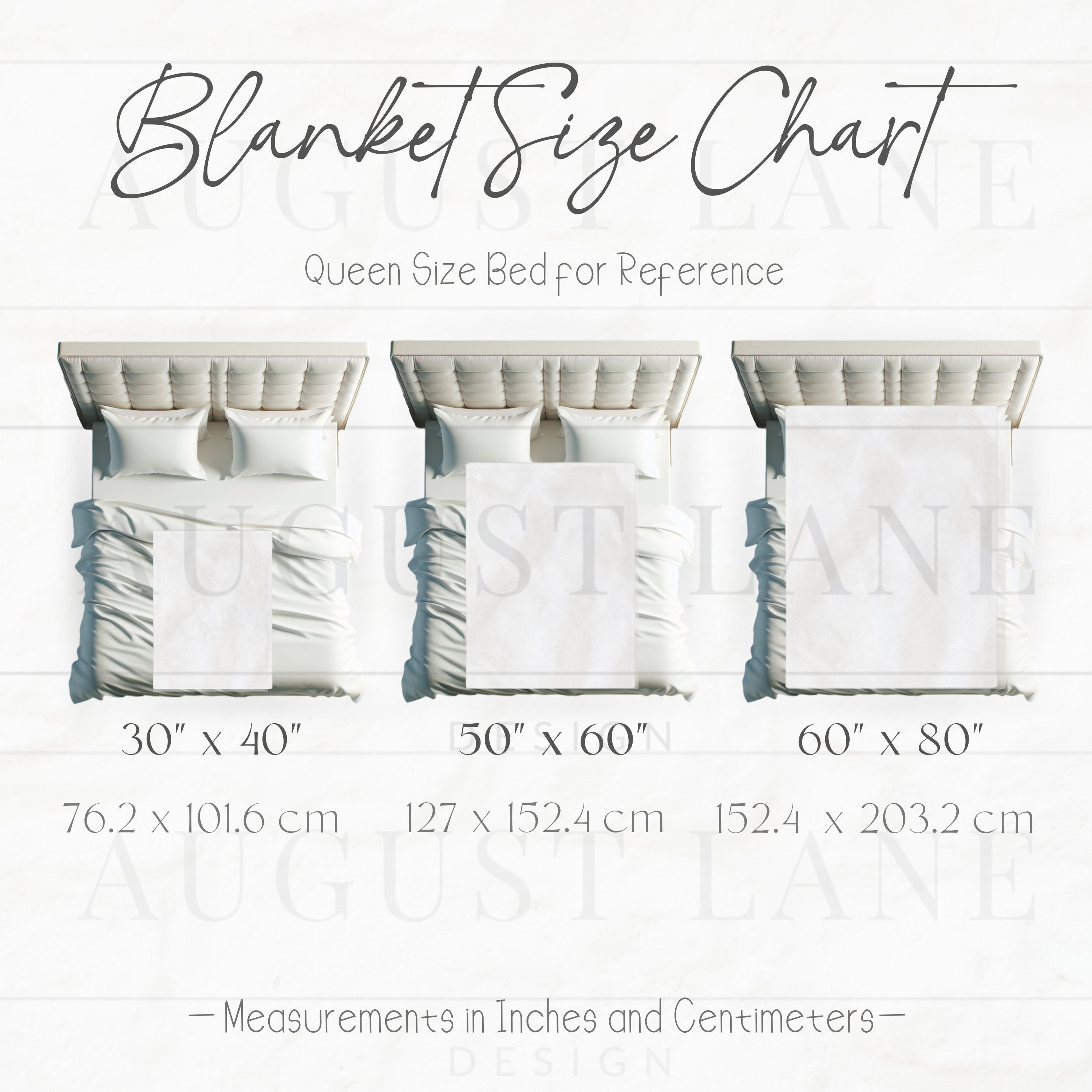 Blanket Size Chart, Blanket Mockup Size Chart, Throw Blanket Mockup