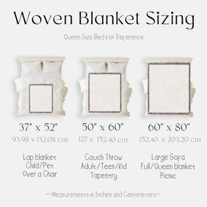 Woven Blanket Size Chart Blanket Mockup Woven Size Chart Woven Throw Blanket Size Charts Digital Download Blanket Sizing Guide Blanket Sizes