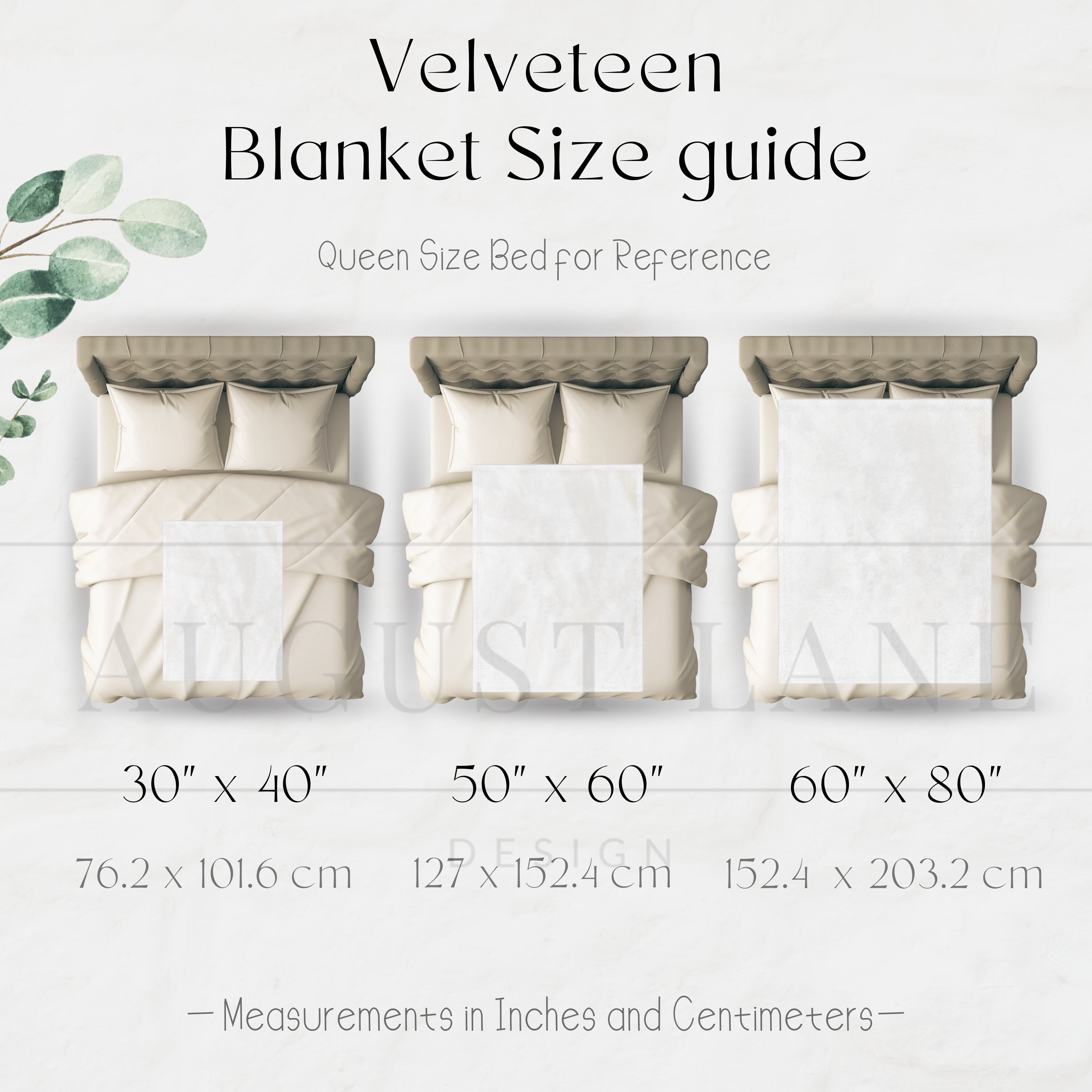 Blanket Size Chart, Blanket Mockup Size Chart, Throw Blanket Mockup