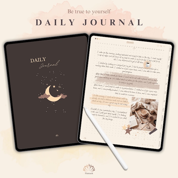 Digital Daily Journal Pages, Digital Diary for iPad, 366 Daily Pages Journal, Notability & Goodnotes Template, Hyperlinked Journal, Apricot
