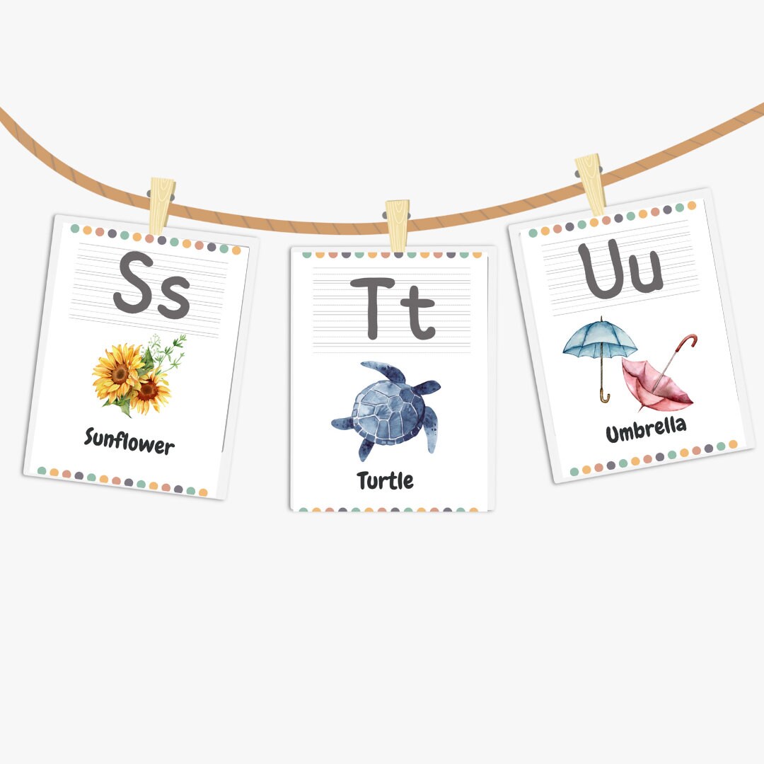 Montessori Alphabet, Printable ABC Flashcards, Toddler Education