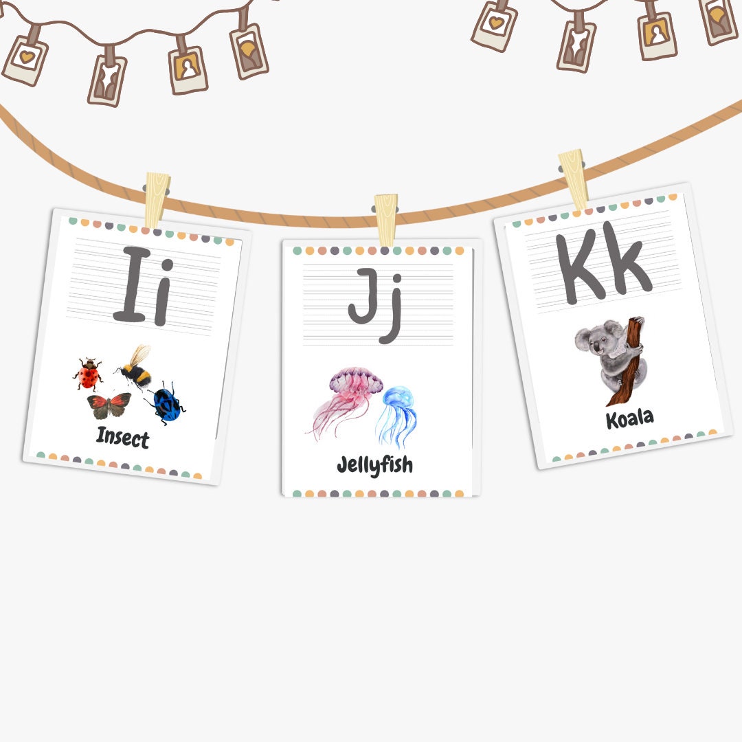Montessori Alphabet, Printable ABC Flashcards, Toddler Education