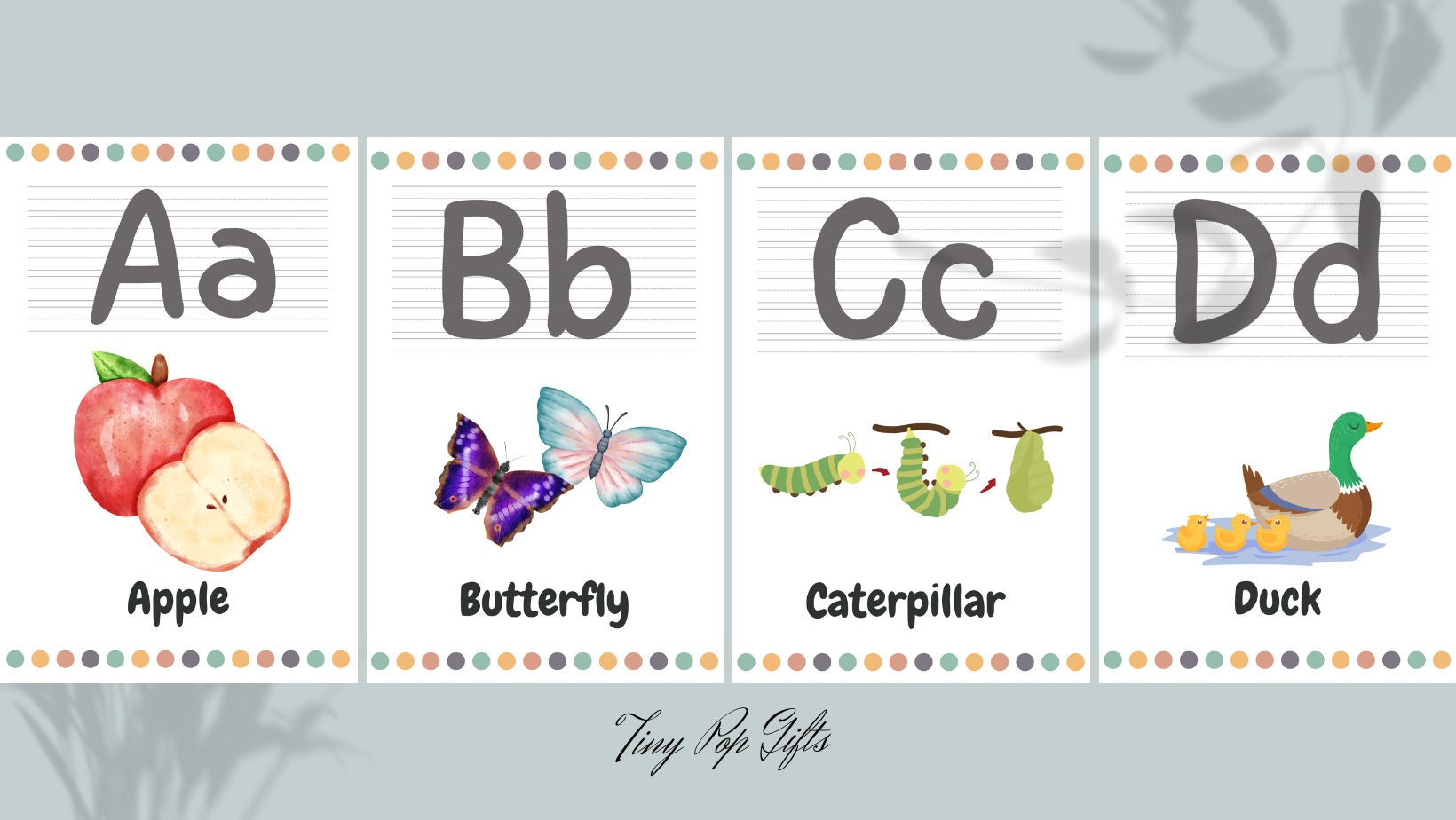 Montessori Alphabet, Printable ABC Flashcards, Toddler Education