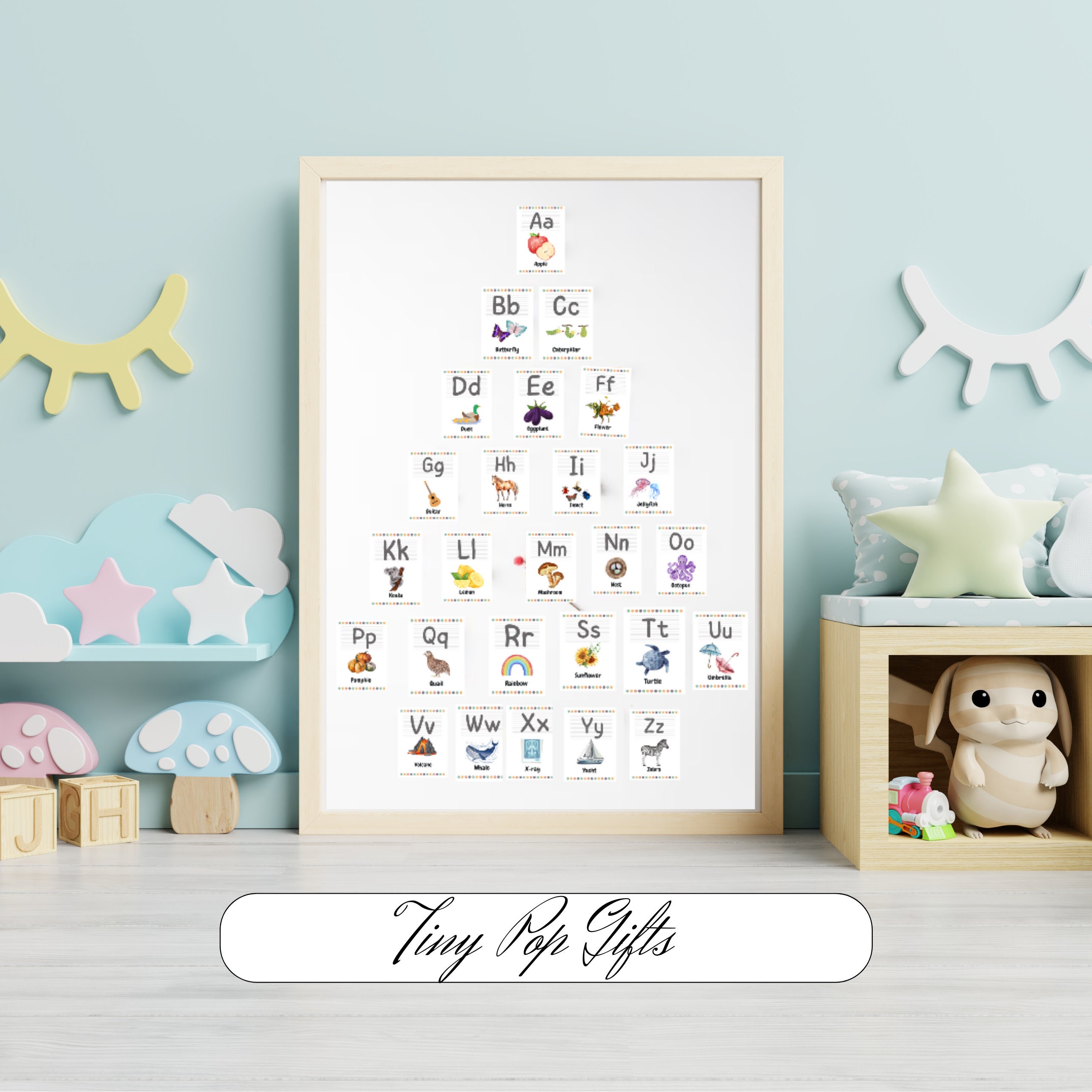 Montessori Alphabet, Printable ABC Flashcards, Toddler Education