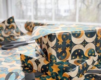 Celestial Ramadan Wrapping Paper - Elegant Moon and Stars Design, Festive Islamic Gift Wrap