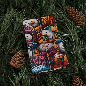 Wrapping Papers, Colorful Snowman Gift Wrap, Holiday Gift Wrap, Christmas Wrapping Paper, Festive Gift Wrap, Unique Wrapping Paper image 2