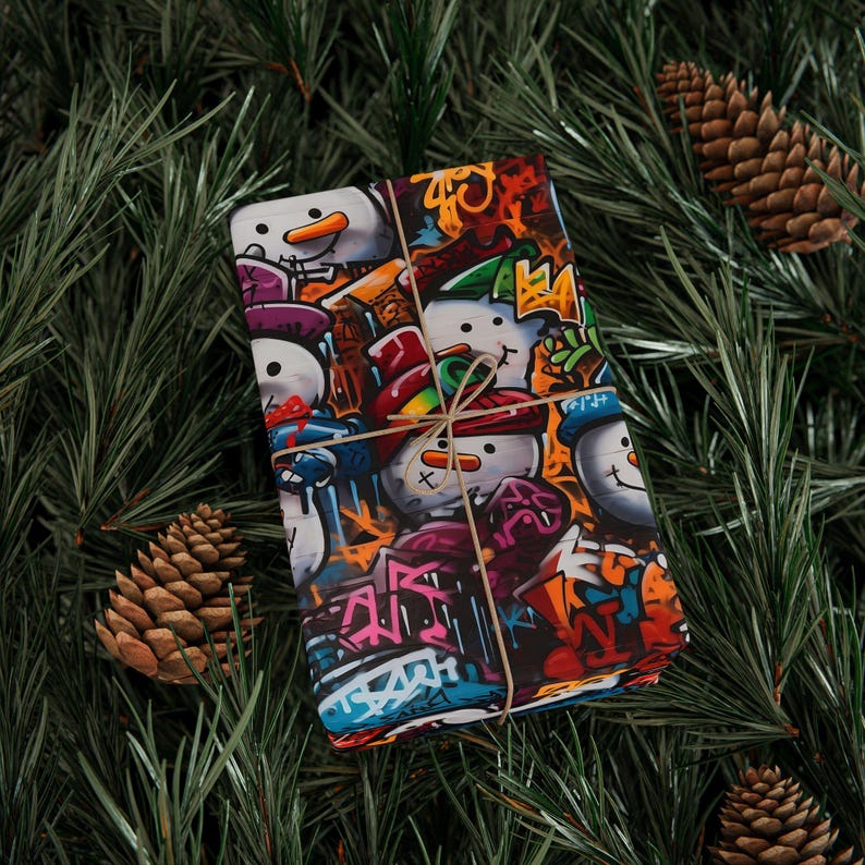 Wrapping Papers, Colorful Snowman Gift Wrap, Holiday Gift Wrap, Christmas Wrapping Paper, Festive Gift Wrap, Unique Wrapping Paper image 2