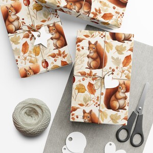 Wrapping Paper Autumn Squirrel Wrapping Paper - Charming Woodland Creatures Design