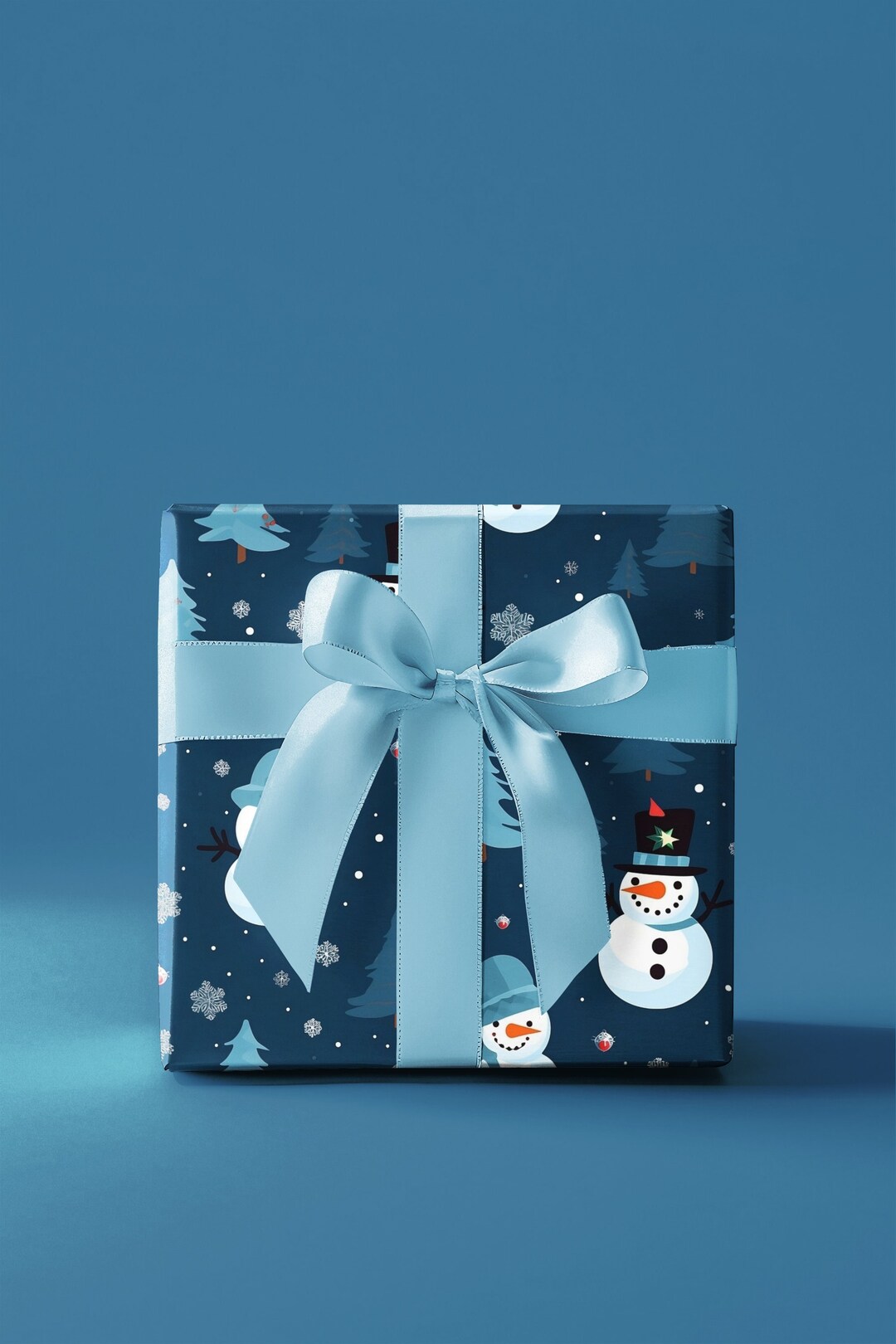 Wrapping Paper Blue Snowman Cartoon Holiday Wrapping Paper - Etsy