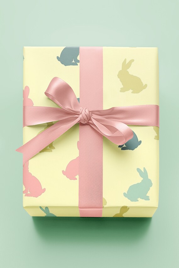 Pastel Bunny Silhouettes Easter Wrapping Paper