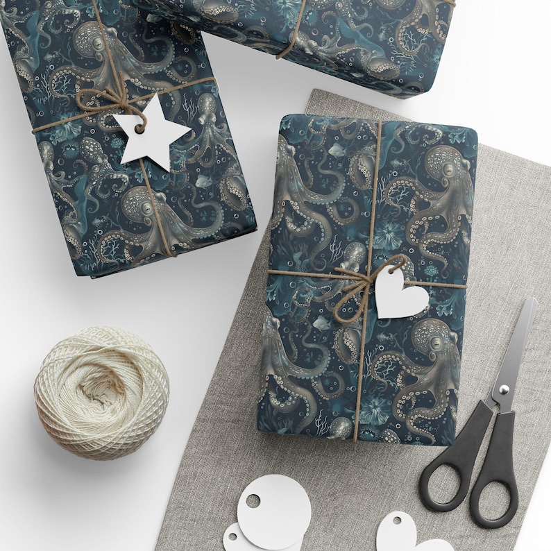 Geschenkpapier Oktopus: Stimmungsvolle maritime Geschenkverpackung Bild 10