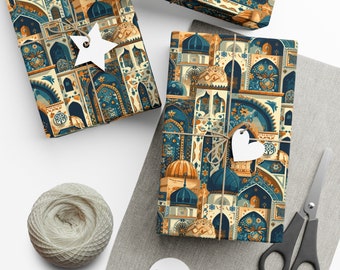 Papier cadeau design mosquée architecturale - Papier cadeau sophistiqué Ramadan Moubarak