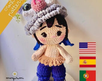 Inspirado em anime: Guerreiro demônio com máscara de javali - Padrão de crochê amigurumi