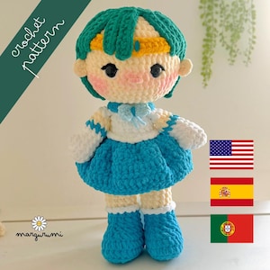 Patrón de crochet amigurumi inspirado en el anime: Chica Azul Mágica - Guerrero Mercurio