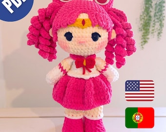 Anime Inspired: Magical Pink Moon Warrior- Amigurumi Crochet Pattern