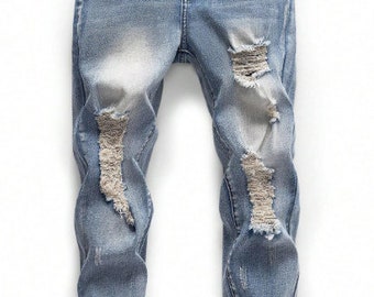 Tween Boy Ripped Washed Ripped Jeans