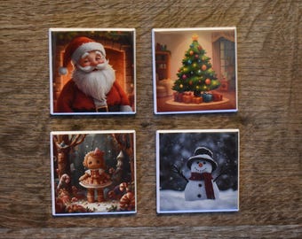 2x2 Square Christmas Magnets set of 4