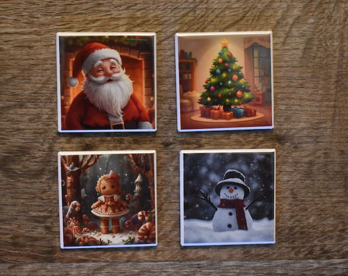 2x2 Square Christmas Magnets set of 4
