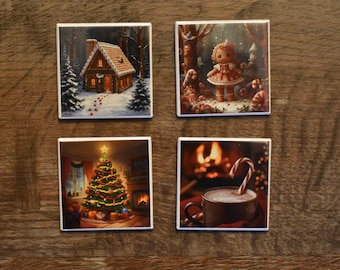 2x2 Square Christmas Magnets set of 4