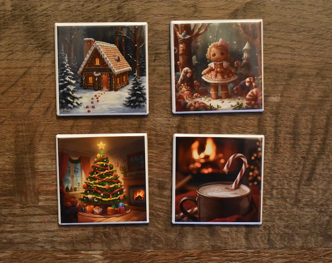 2x2 Square Christmas Magnets set of 4