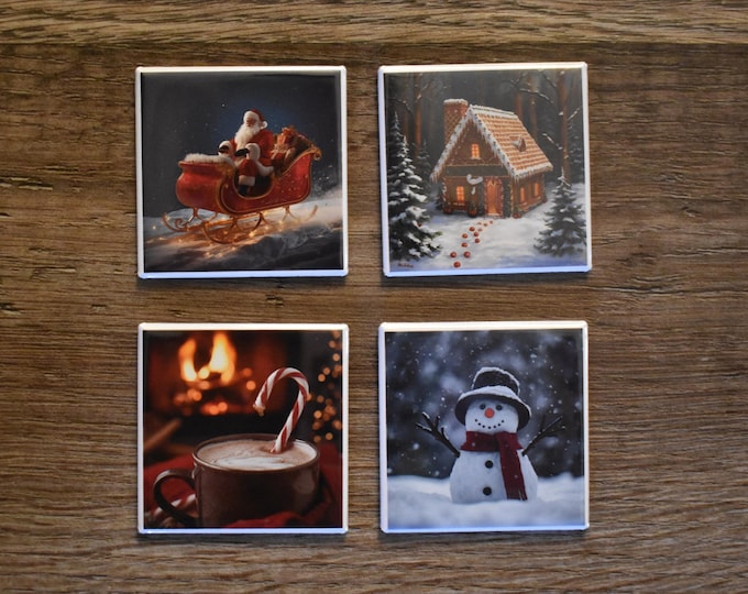 2x2 Square Christmas Magnets set of 4