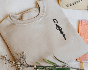 Grande épée brodée - Sweat à capuche et col rond minimalistes noirs/blancs, vêtements d'extérieur en coton épais, design inspiré, cadeaux de qualité pour amis