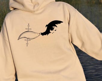 Sacrifice Wings Logo Demon and Angle Wings Minimalist Frontside Hoodie & Crewneck, Heavy Cotton Outerwear, Inspired Design
