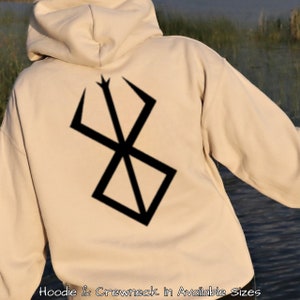 Sacrifice Logo Hell Trident Black and White Minimalist Frontside Hoodie & Crewneck, Heavy Cotton Outerwear, Inspired Design