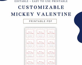 Tarjeta de clase del Día de San Valentín de Mickey: personalizable e imprimible