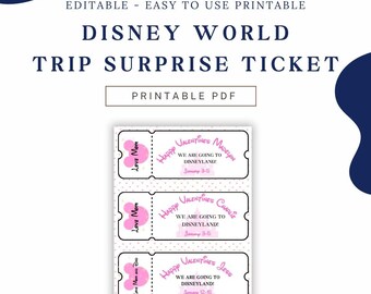 Etiqueta/boleto de regalo sorpresa de Walt Disney World, personalizable
