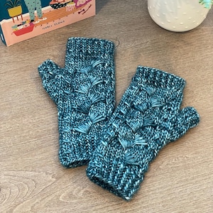 Hand Knit Fingerless Gloves, 100% Merino Wool, Hand Dyed Yarn, Cozy Winter Mitts, Unique Hand Warmers, Luxe Gift for Her, Gift Idea