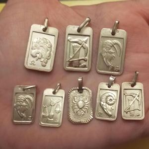 Pingentes vintage de prata esterlina 925, pequenos pingentes sólidos para proteção, horóscopo da sorte, signos do zodíaco, Capricórnio, Sagitário e Áries