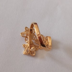 Bracelet En Argent Filigrane Avec Fleurs Et Centre Doré Vermeil - Occasion
