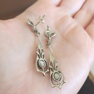 Victorian Dangling 925 Sterling Silver Earrings Vintage Style Portuguese Filigree Handmade Earring Red Stone Jewellery Gift for Her image 3