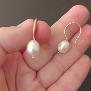 925 Sterling Silber Perle Ohrringe Haken Ohrringe mit natürlichen weißen Süßwasserperlen Handmade Silber Schmuck Geschenk für Sie