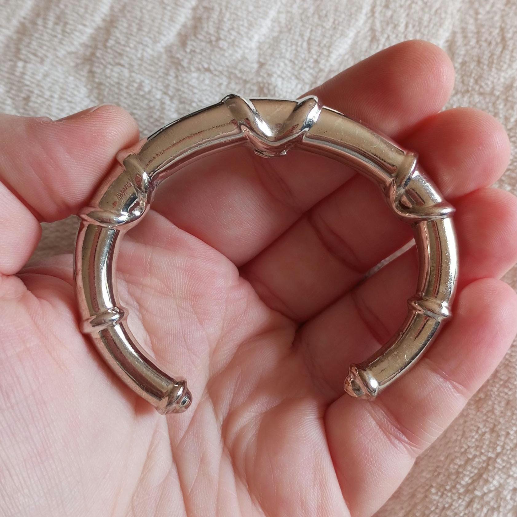 Bracelet Jonc Réglable En Argent 925 - Finition Par 2 Boules, Occasion En Bon état