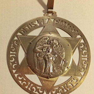 Vintage Schutzengel Groß Silber Anhänger für Göttlichen Schutz Sterling Religiösen Schmuck für Baby Krippe Neugeborenen Sicherheit Amulett Handmade 925