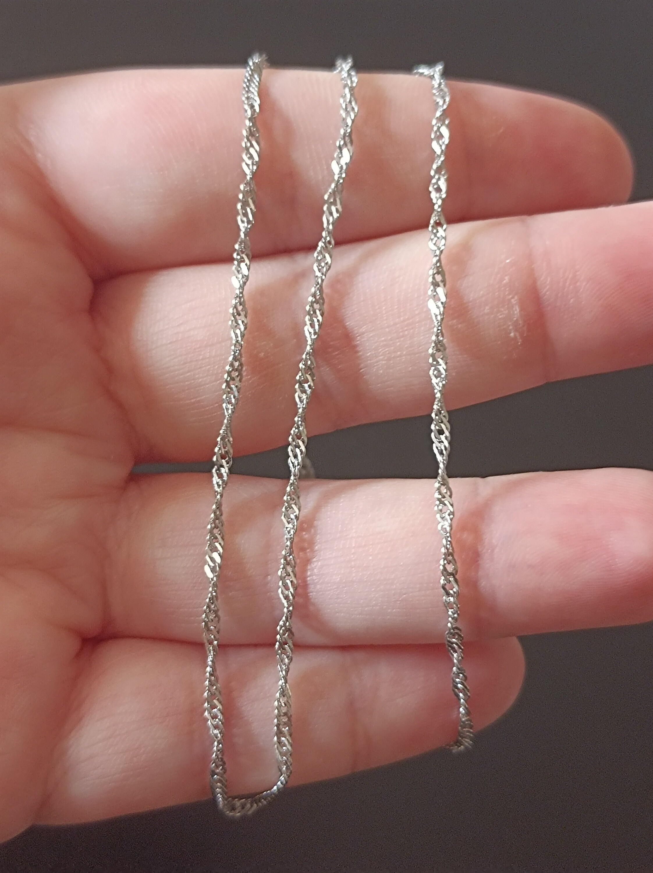 Solid Silver Necklace Singapore Mesh Twisted Link 45cm