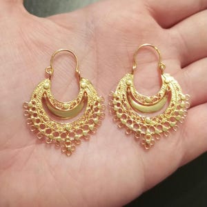 Pendientes de aro de filigrana de oro de joyería portuguesa hechos a mano en plata de ley con filigrana, pendientes de arrecadas, danza folclórica, joya tradicional de Portugal